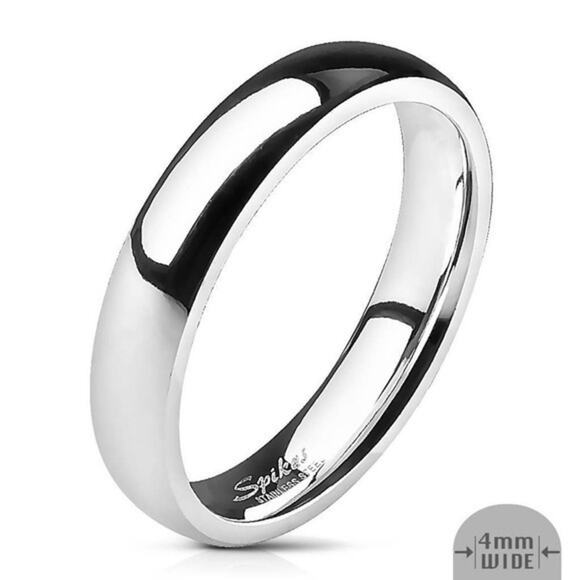 spikes Jewelry - New Stainless steel Glossy Mirror Polished Traditional Wedding Band Ring Size 7